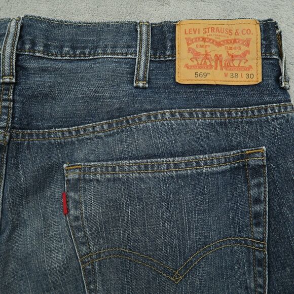 Levi's 569 Jeans Mens Fits 38x29 (Size 38x30) Blue Loose Baggy Straight Denim - Picture 9 of 16